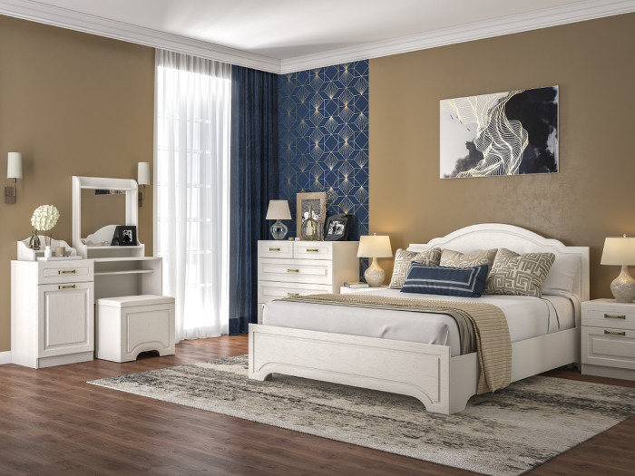 Ливерпуль Стол туалетный 12.46 + Полка 10.118 + Полка 10.117, цвет ясень ваниль/белый, ШхГхВ 119,8х41,3х152,3 см., НЕ универсальная сборка