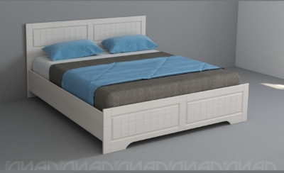 КЭТ-6 Кантри Кровать 160, с настилом ЛДСП (Бодега белая / Сандал)