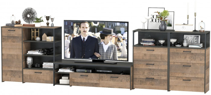 Трувор Гостиная 106, дуб гранж песочный/интра