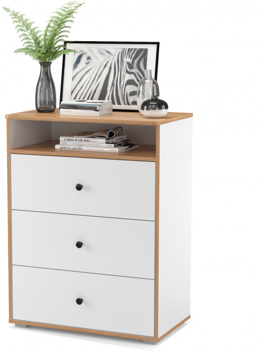 Вуди письменный стол 12.42 + Комод 13.293, белый премиум/дуб крафт золотой