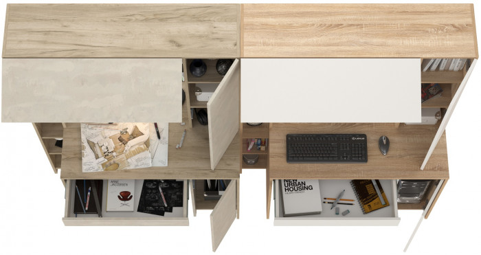 Два стола компьютерных Комфорт 12.71, дуб крафт серый/шёлковый камень/дуб сонома/белый