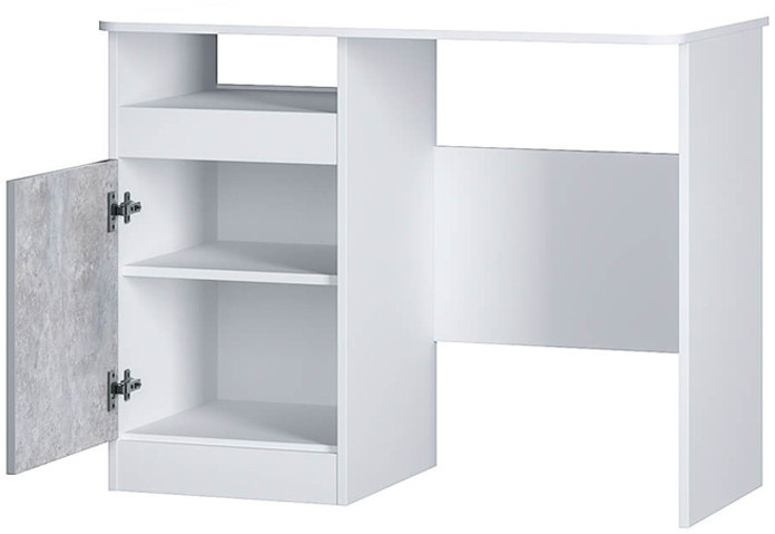 Стол письменный Паскаль, Белый, Цемент светлый