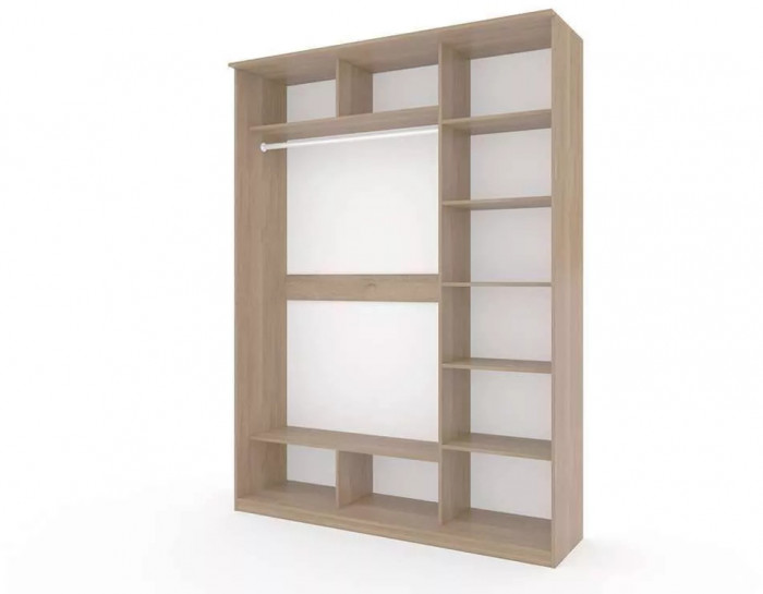 Шкаф купе Модерн 1776х600 3-х дверный 2-х секционный зеркальный с пескоструем №4 ясень