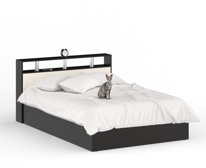 Камелия спальня № 1 Кровать 1400 + Две тумбы + Шкаф 4-х створчатый, цвет венге/дуб лоредо, сп.м. 1400х2000 мм., б/м, основание есть