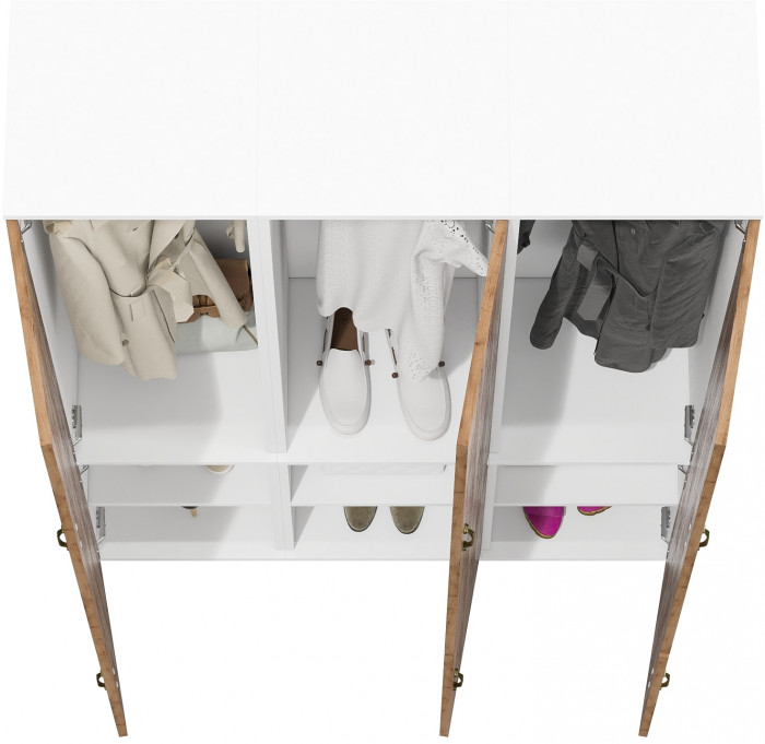 Лидер-8 Пенал МД 21Б 3 шт., белый шагрень/крафт золото