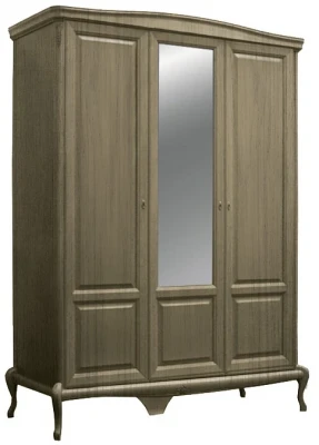 Шкаф для одежды трехдверный "Монако" с зеркалом - отделка Классик (лак)