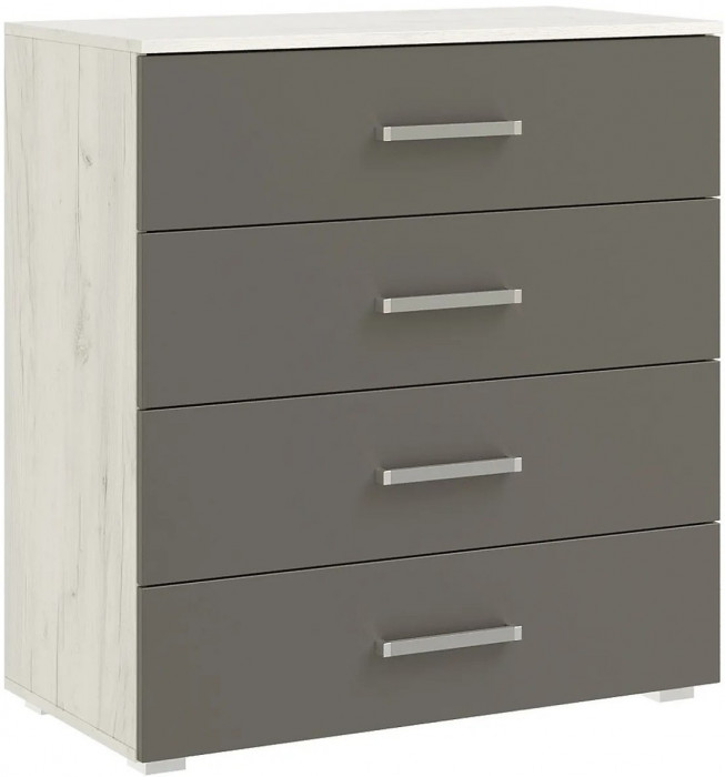 Фиеста NEW Комод 4 ящика (800) (Дуб крафт белый/Графит)