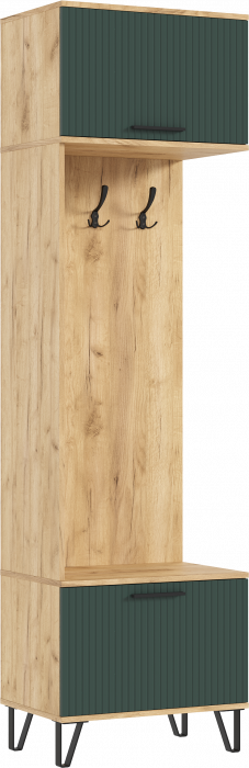 Флэш Прихожая Шкаф с вешалками (Браш Мени Грин, Дуб Крафт)