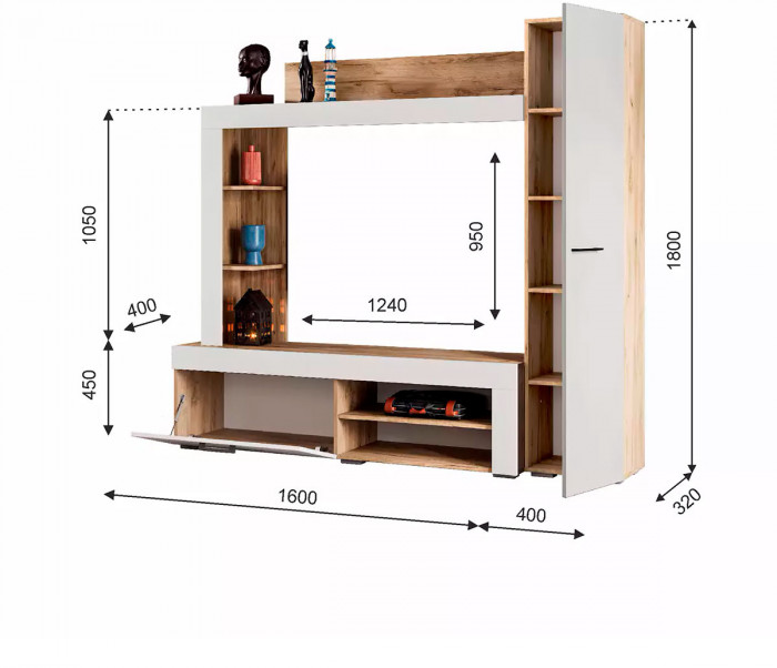 гостиная Николь дуб крафт серый/софт айвори