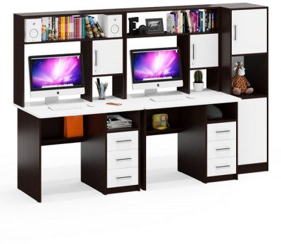 С-МД-СК9 Компоновка № 04, цвет венге/белый шагрень, ШхГхВ 247х70х160 см., НЕ универсальная сборка