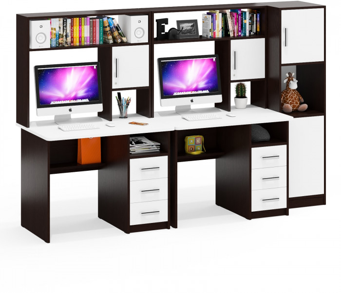 С-МД-СК9 Компоновка № 04, цвет венге/белый шагрень, ШхГхВ 247х70х160 см., НЕ универсальная сборка