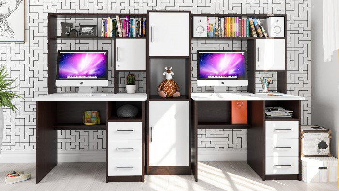 С-МД-СК9 Компоновка № 04, цвет венге/белый шагрень, ШхГхВ 247х70х160 см., НЕ универсальная сборка