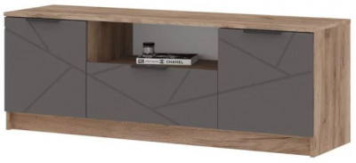 ОРЕГОН ТВ 01 Тумба под ТВ (1400х500х400) Фасад МДФ АСФАЛЬТ СУПЕРМАТ,ДУБ КРАФТ ТАБАЧНЫЙ/Корпус ДУБ КРАФТ ТАБАЧНЫЙ