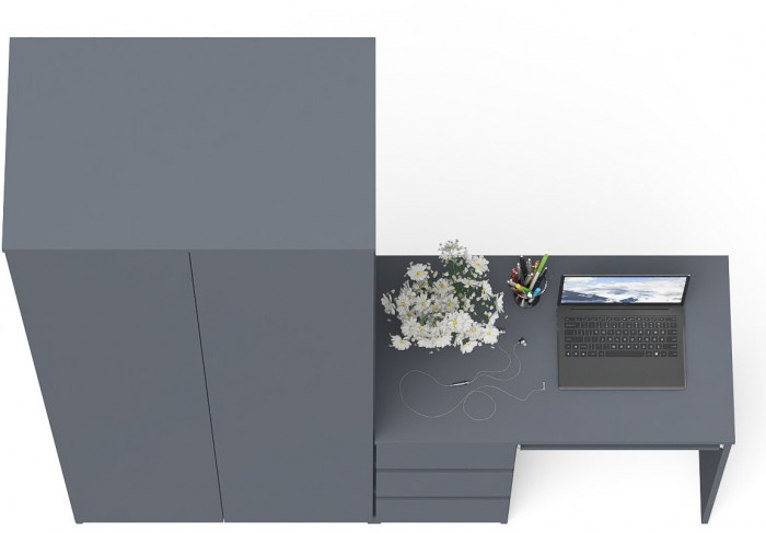Мори Стол компьютерный МС-6 левый + Шкаф МШ800.1, цвет графит, ШхГхВ 170,4х50,4х209,6 см., выдвижные ящики слева, НЕ универсальная сборка