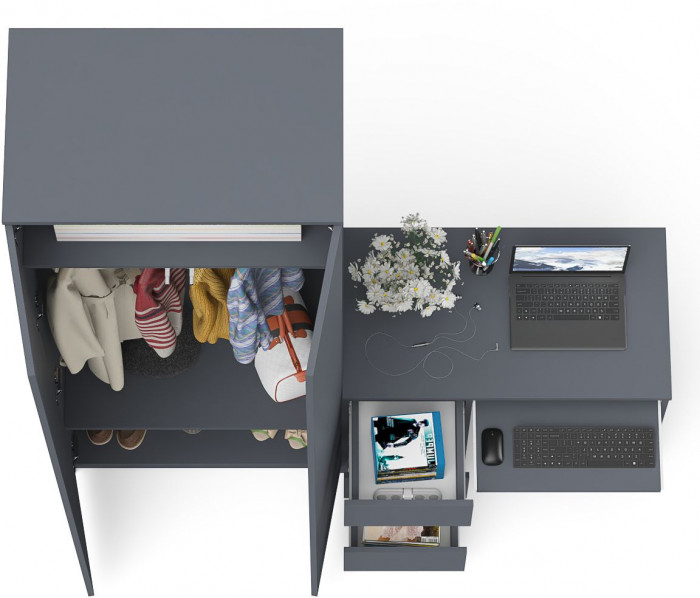 Мори Стол компьютерный МС-6 левый + Шкаф МШ800.1, цвет графит, ШхГхВ 170,4х50,4х209,6 см., выдвижные ящики слева, НЕ универсальная сборка