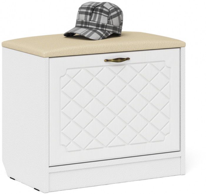 Прихожая П-6 Компоновка № 26, белая шагрень/фасады МДФ белое дерево фрезеровка ромб