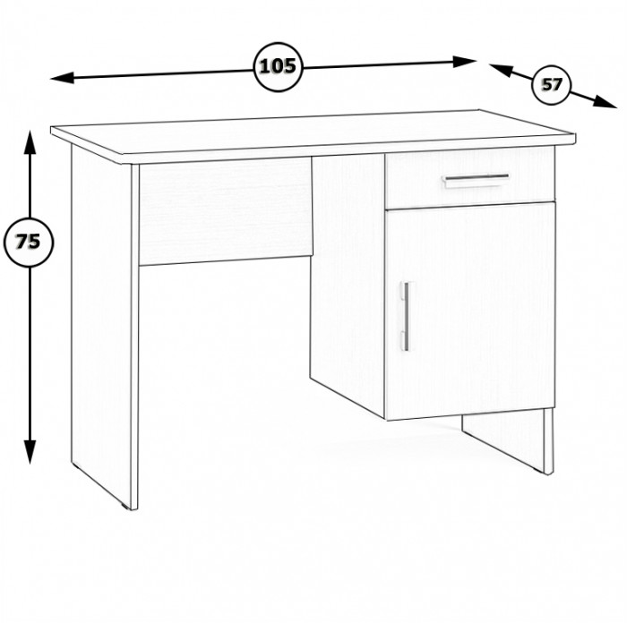 письменный стол С-МД-1-09, ясень шимо светлый/ясень шимо тёмный