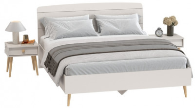 Афина Спальня Кровать 1600 + Две тумбы, кашемир серый