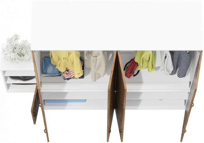 Лидер-8 Шкаф МД 19Б + Шкаф МД 19Б + Тумба МД 3.19, белый шагрень/крафт золото