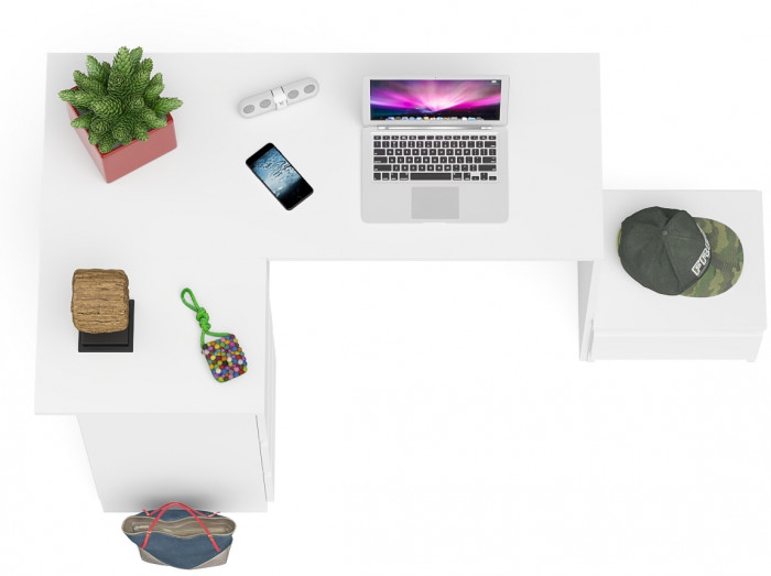 Мори компьютерный стол МС-16 левый + Тумба ТМП400.1, белый