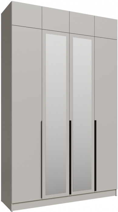 Шкаф 1,6 с антресолью и зеркалом Мадрид, Кашемир