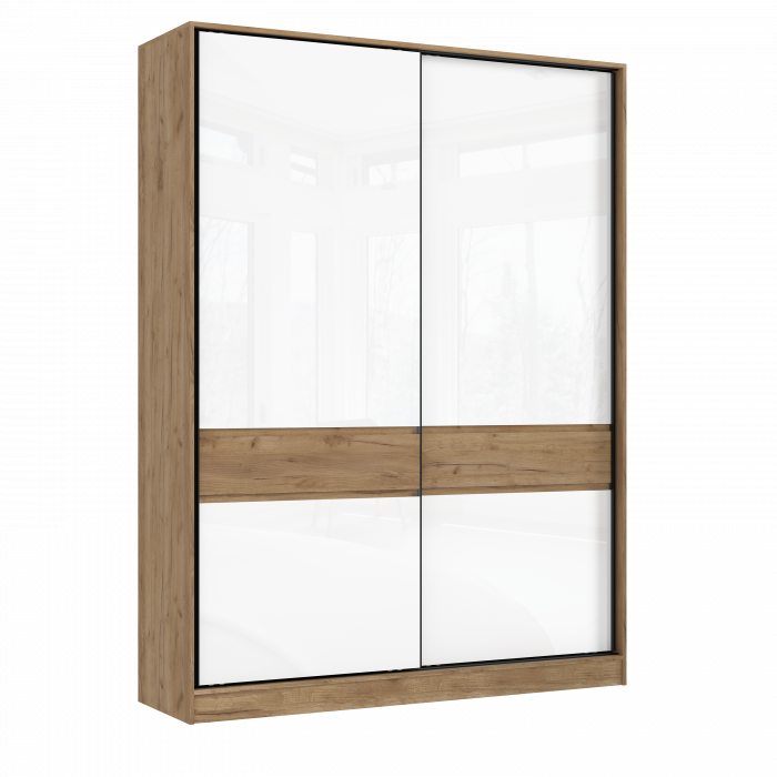 Роджинамиф Шкаф-купе 1800 дуб крафт/белый глянец