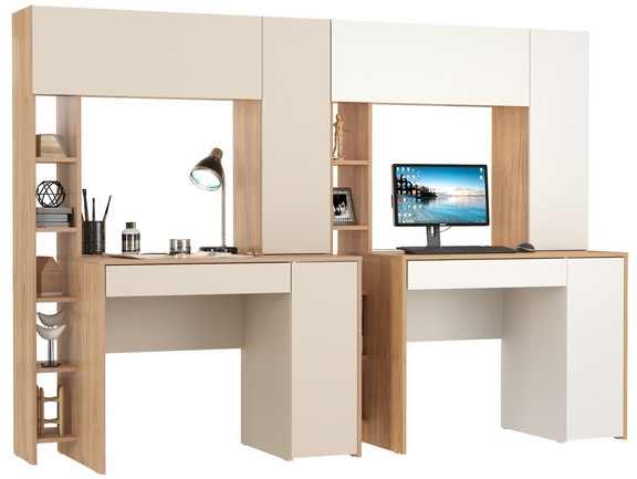 Два стола компьютерных Комфорт 12.71, гикори рокфорд натуральный/сатин/дуб золотой/белый