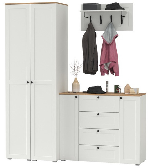 Остин Прихожая 33, белый шагрень/дуб крафт золотой