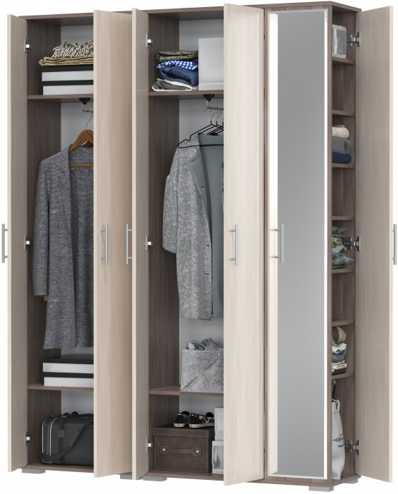 Прихожая Домино-мини + Шкаф для одежды Домино, бодега тёмный/бодега светлый