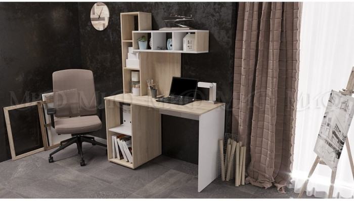Компьютерный стол №4 (Дуб Сонома / белый)