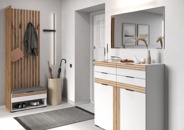 Прихожая Нао, набор №5, Белый/Белый, Вотан, Simple 27