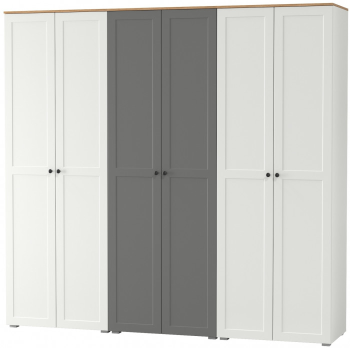 Остин 13.224 Шкаф 3 шт., белый шагрень/серый графит/дуб крафт золотой