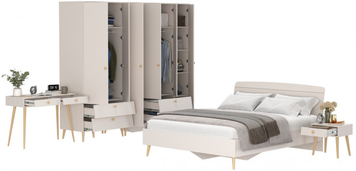 Афина Спальня 40-1600, цвет кашемир серый, сп.м. 1600х2000 мм., б/м, основание есть - фанера