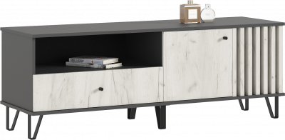 Роджина Тумба ТВ 1500, Графит/Дуб крафт белый