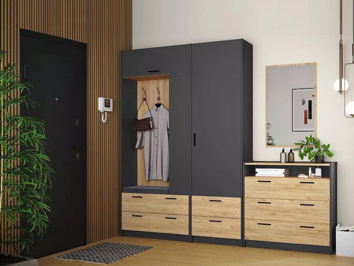 Прихожая Оттавия 1 Антрацит/Дуб золотой