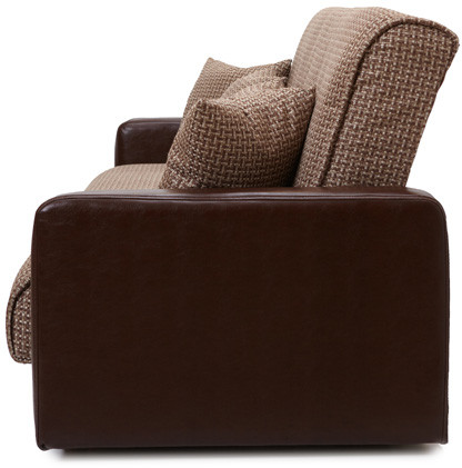 Диван-книжка Лондон, 140х190, рогожка/экокожа коричневая