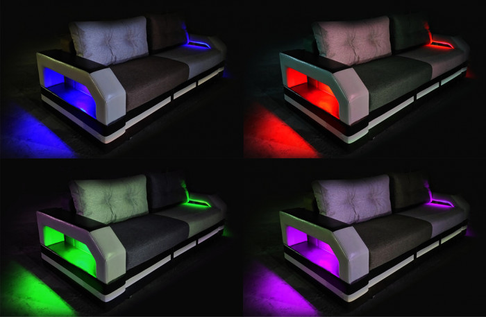 Диван-еврокнижка Манчестер 160х200, с подсветкой 06, велюр коричневый