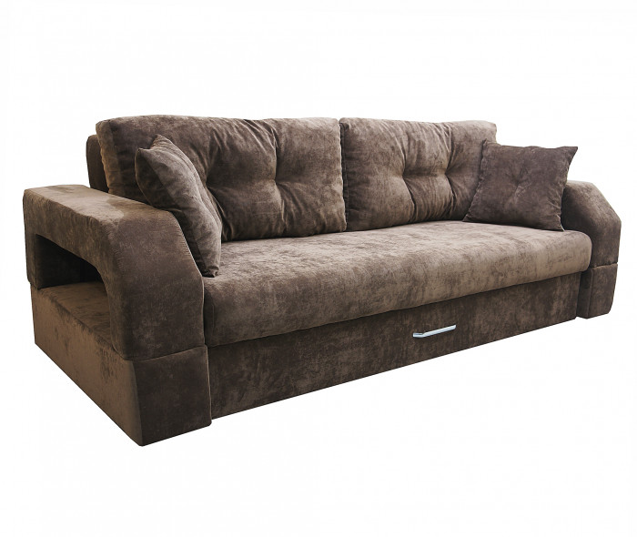 Диван-еврокнижка Манчестер 160х200, с подсветкой 06, велюр коричневый