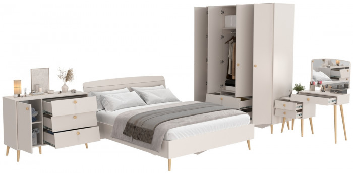 Афина Спальня 12-1600, цвет кашемир серый, сп.м. 1600х2000 мм., б/м, основание есть - фанера