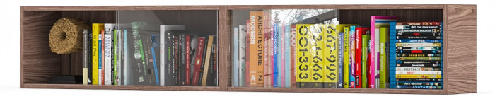 Две полки книжных С-МД-КН01, цвет ясень шимо тёмный, ШхГхВ размер каждой полки в отдельности: 83х25х30 см., стеклянные дверцы