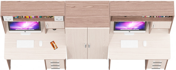 С-МД-СК9 Компоновка № 05, цвет ясень шимо светлый/ясень шимо тёмный, ШхГхВ 274х70х160 см., НЕ универсальная сборка