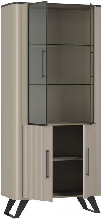 Фиделия шкаф витрина 76.01 серый камень / мрамор черный