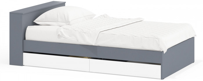 Ксения Кровать с ящиками 1200, графит/белый