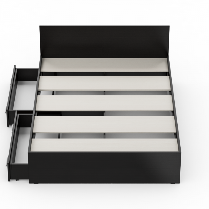 Стандарт Кровать с ящиками 1400, цвет венге, ШхГхВ 143,5х203,5х70 см., сп.м. 1400х2000 мм., без матраса, основание есть