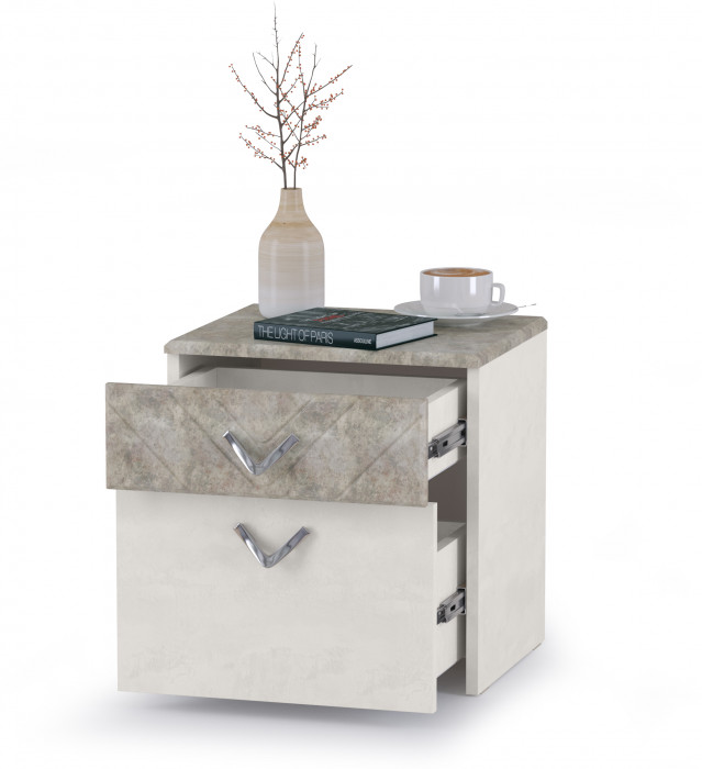Амели Тумба прикроватная 13.78, цвет шёлковый камень/бетон чикаго беж, ШхГхВ 41х35х43,3 см.