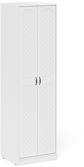 Прихожая П-6 Шкаф, цвет белая шагрень/фасады МДФ белое дерево фрезеровка ромб, ШхГхВ 60х50х210 см.