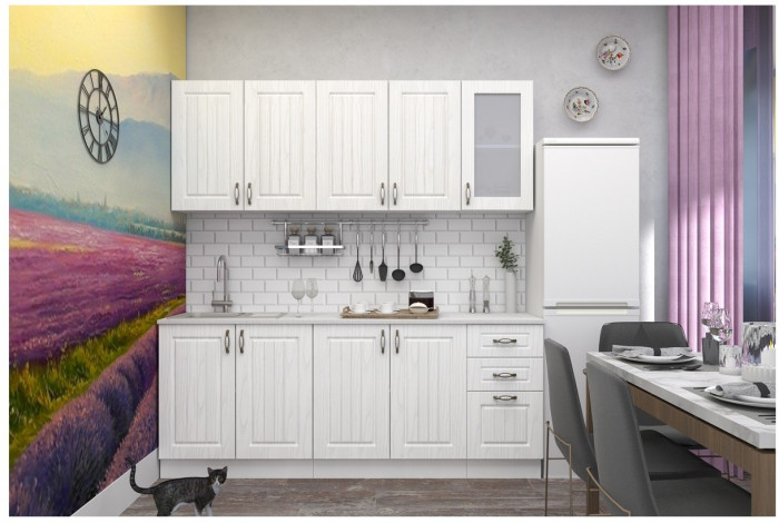 Кухня МДФ Прованс 2000 (Белый/Ясень патина)