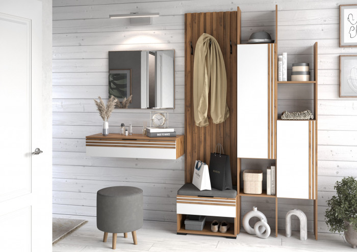 Прихожая Нао, набор №6, Дуб вотан/Белый, Вотан, Simple 27