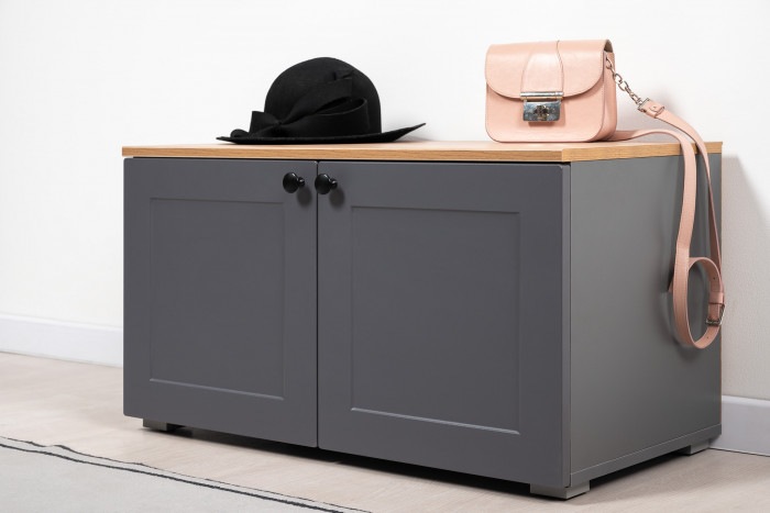 Остин 13.257 Тумба + 17.03 Зеркало, цвет серый графит/дуб крафт золотой, ШхГхВ 80х41,9х210 см.