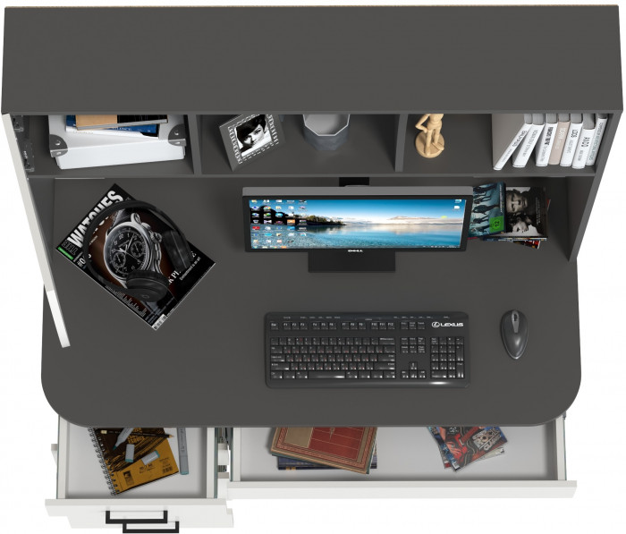 Стол рабочий 6-0606граф/бел Сигма, графит/белый